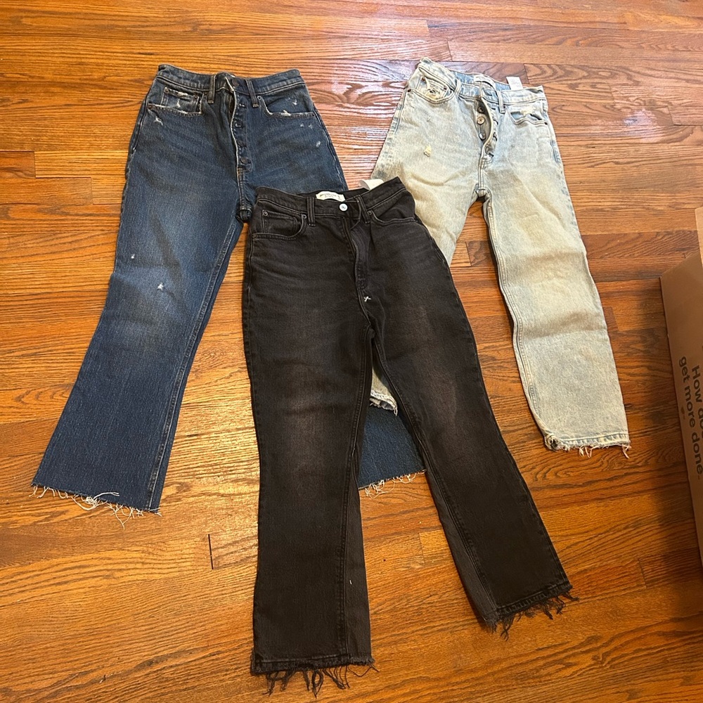 Set of Three Abercrombie and Fitch Jeans Size 25
